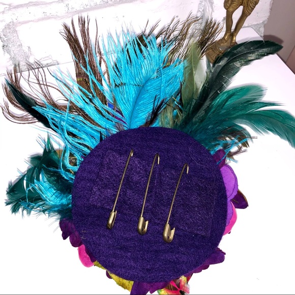 Handmade ladies fascinator peacock color STUNNING main image 7